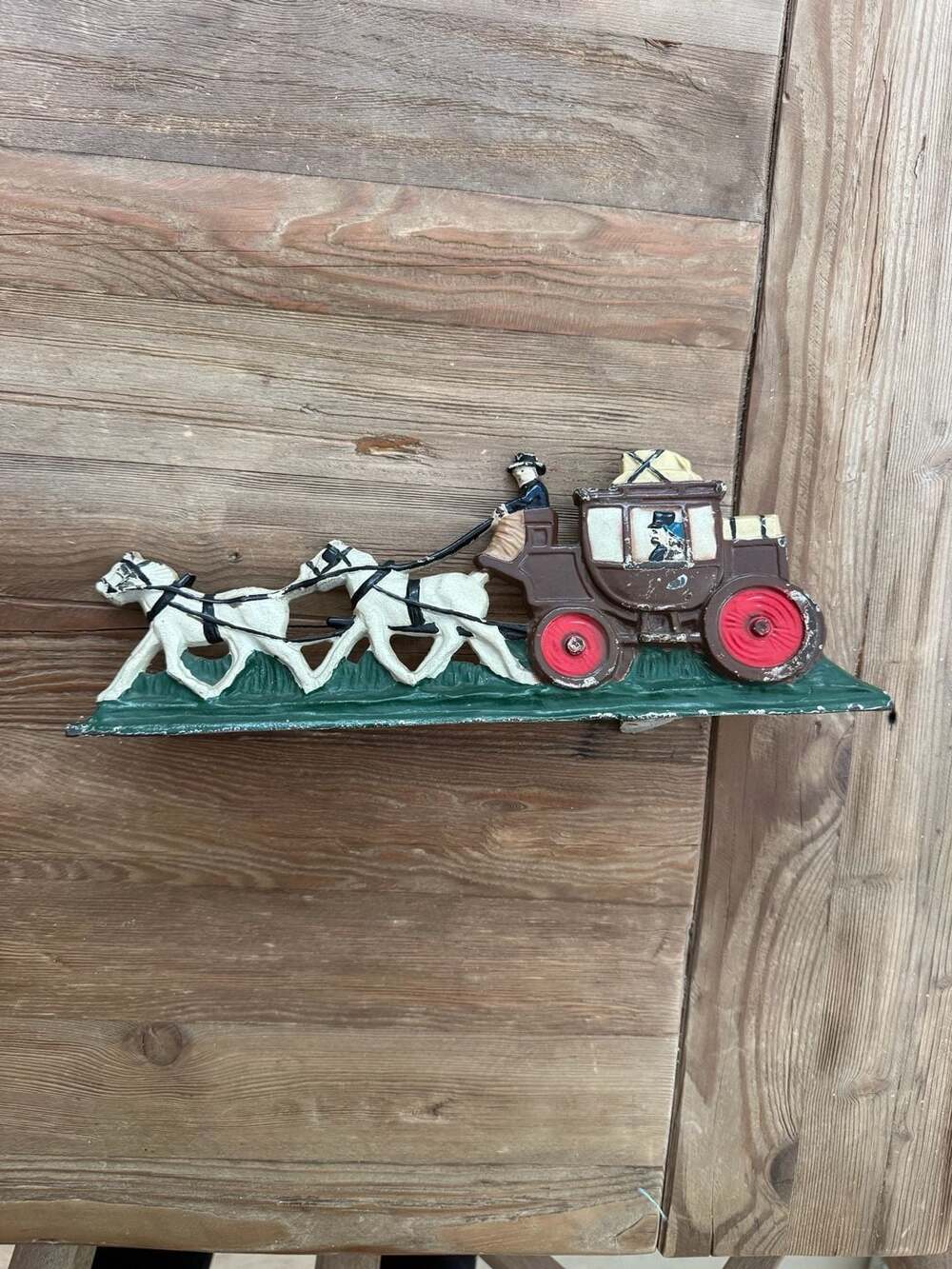 Vintage Doorstop Spenser's Coach Cast Iron Horse and Buggy Americana - Picture 2 of 4